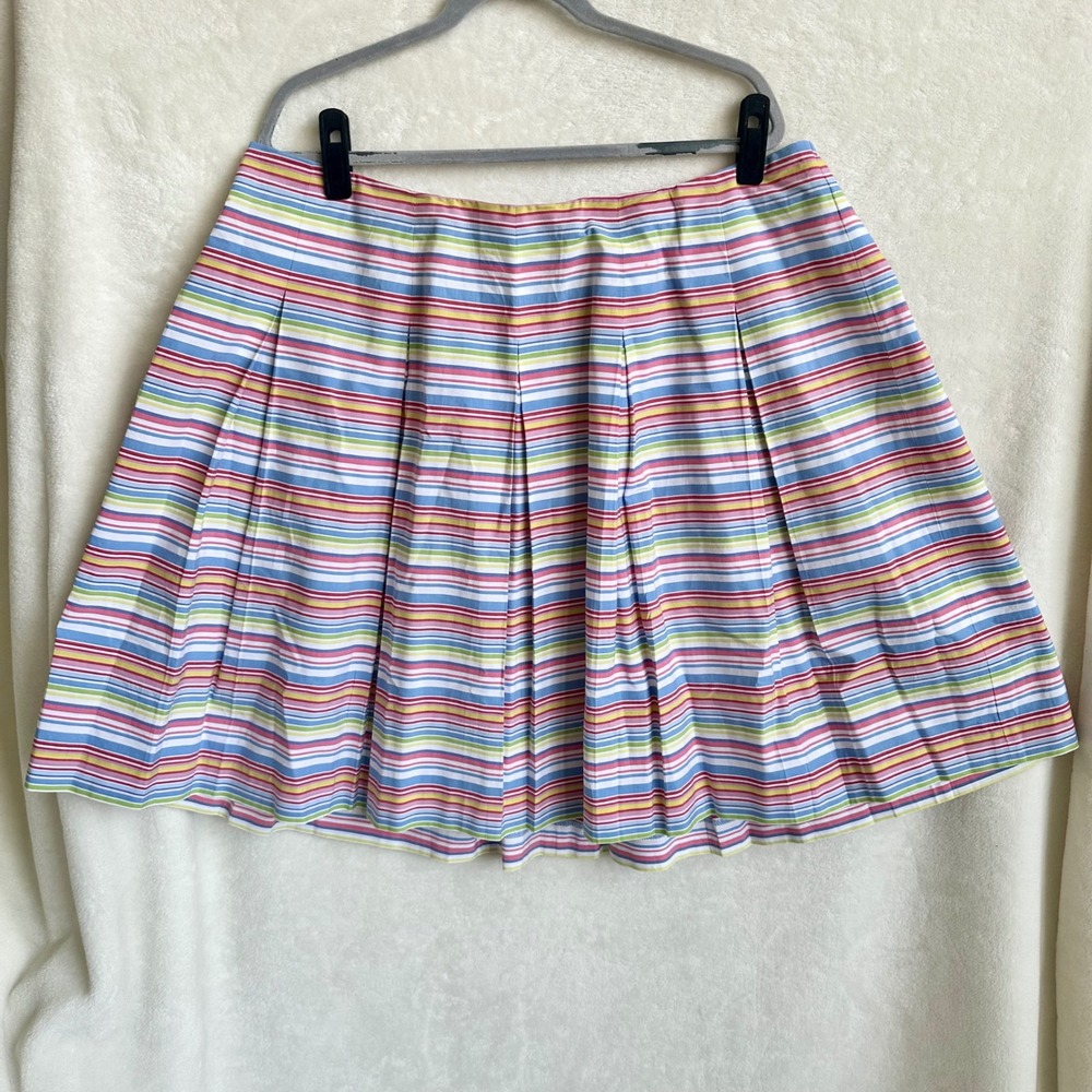 Talbots Woman‎ Petites Pastel Multicolor Stripe Pleated Cotton Mini Skirt 18WP